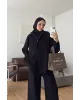 Black Double-Zip Structured Knit Set