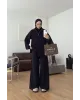 Black Double-Zip Structured Knit Set