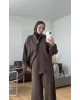 Brown Double-Zip Structured Knit Set