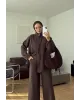 Brown Double-Zip Structured Knit Set