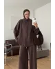 Brown Double-Zip Structured Knit Set