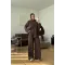 Brown Double-Zip Structured Knit Set