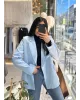 بليزر مبطن ازرق باكمام مقلمة